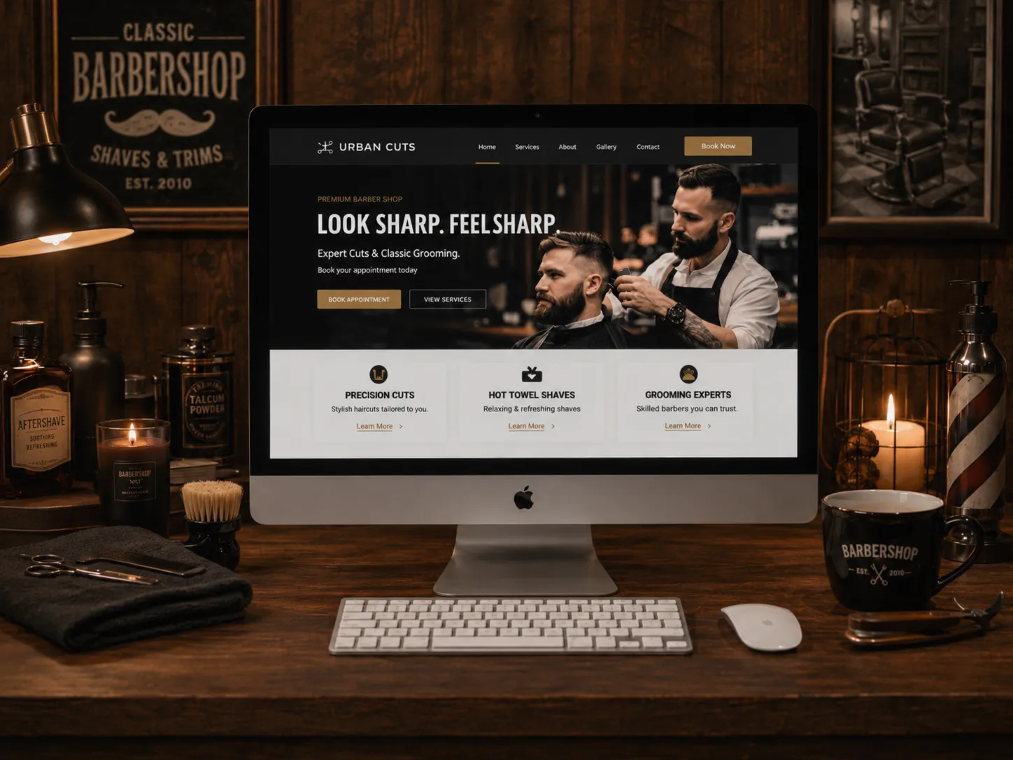 Barber website design example by Black Pastel
