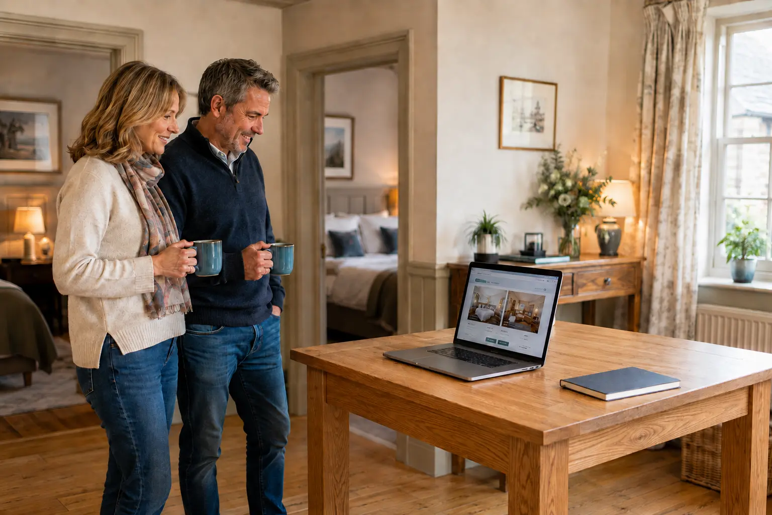 Guests comparing rooms on a direct bed and breakfast booking website