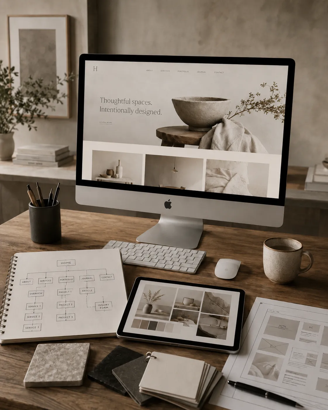 Bespoke website design workspace