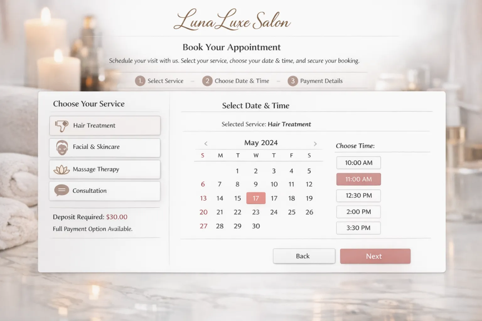Service business booking systems