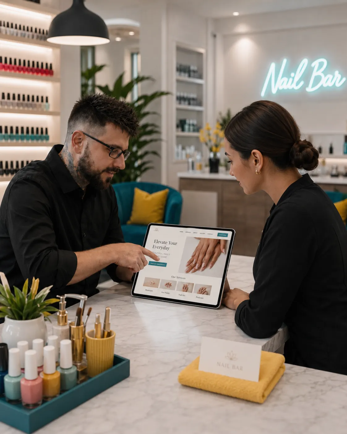 Planning a nail bar website with Black Pastel
