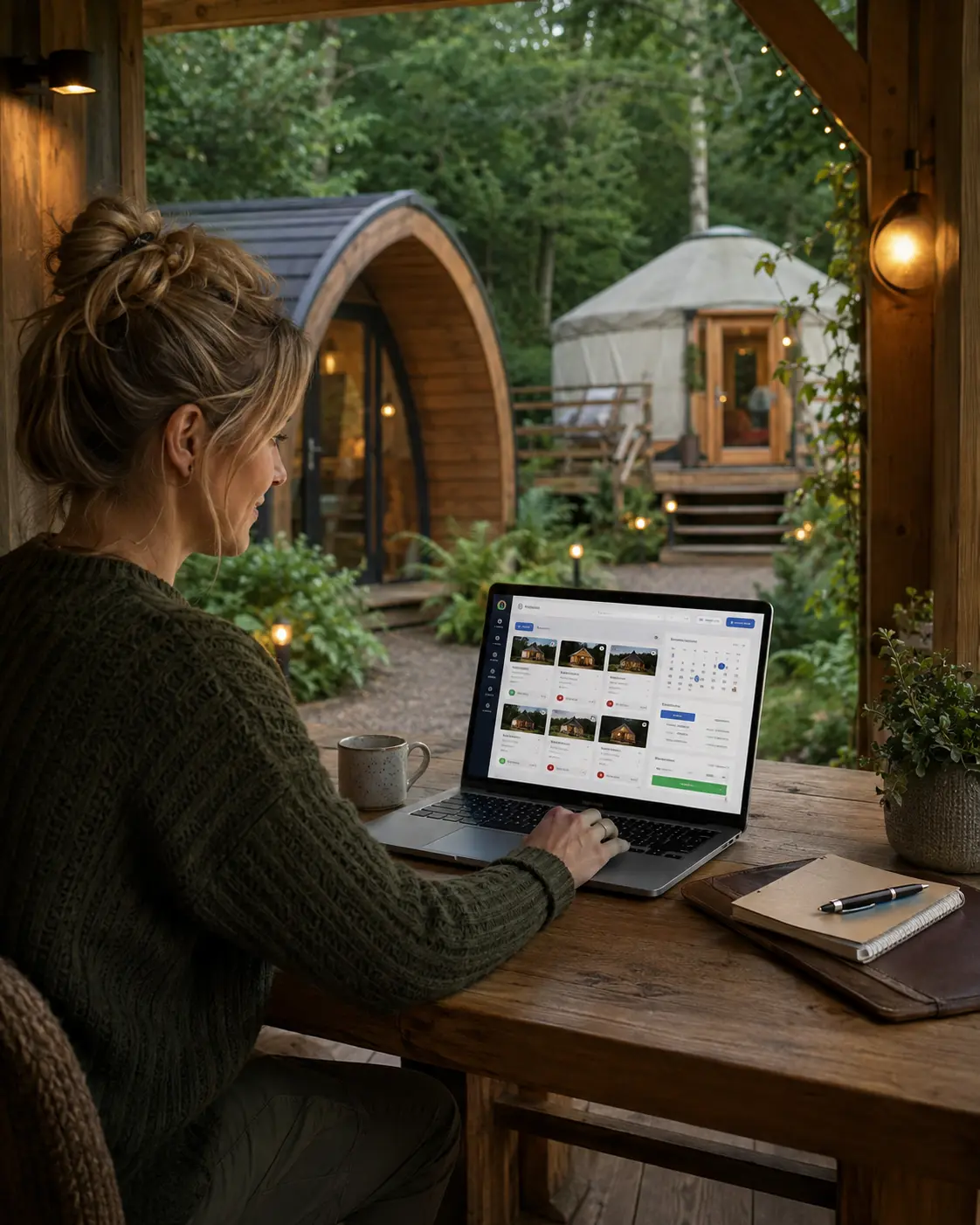 Glamping site owner using the private booking dashboard