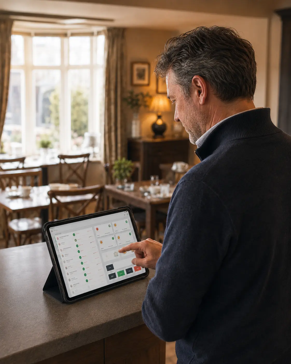 Guest house owner reviewing room bookings in a private dashboard
