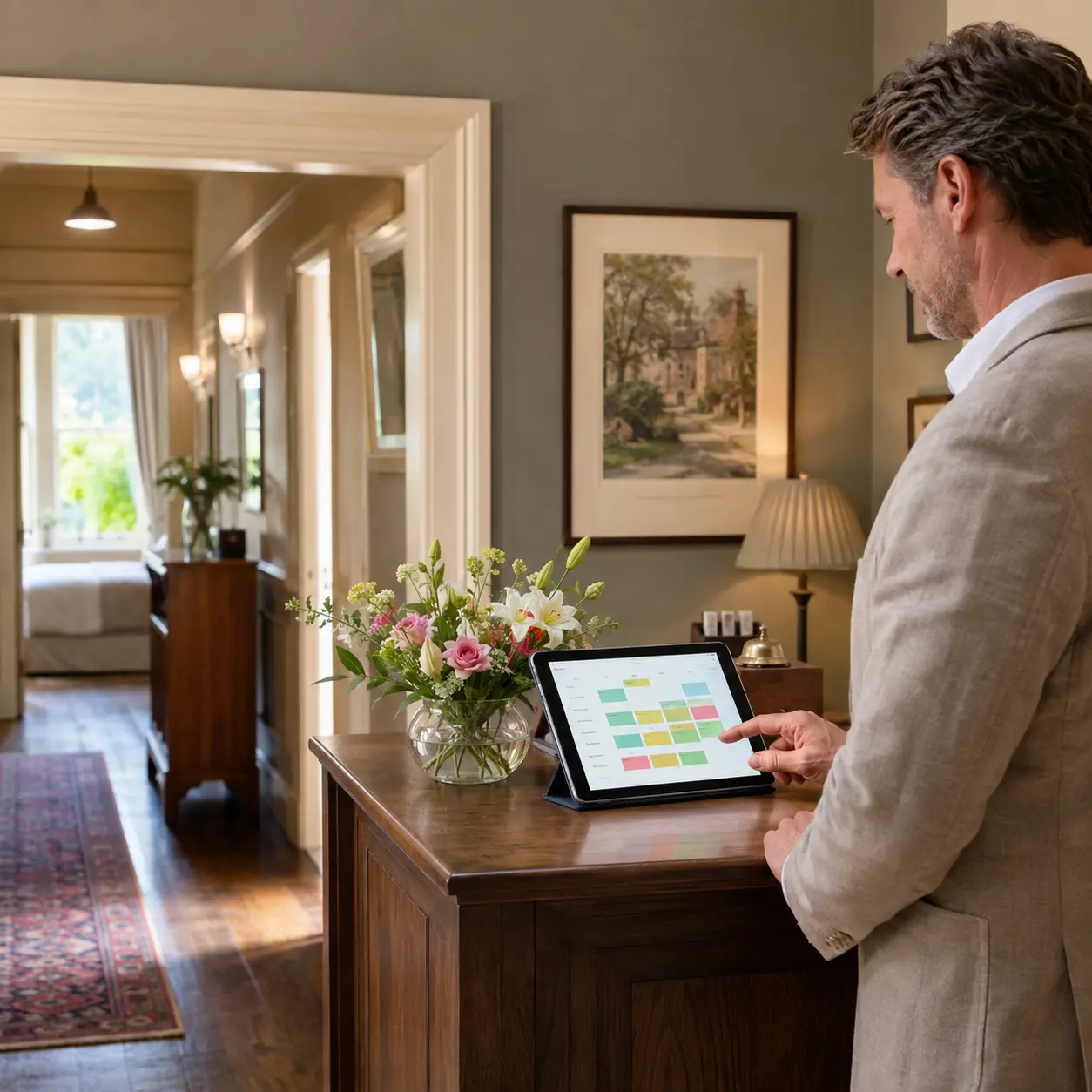 Elegant UK guest house reception and bedroom accommodation