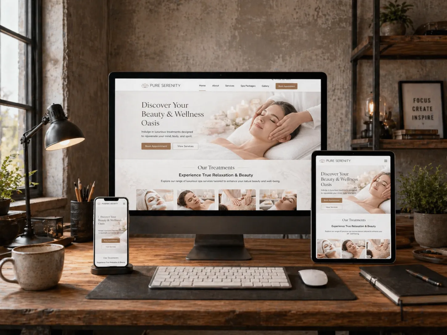 Monthly website design shown on all devices