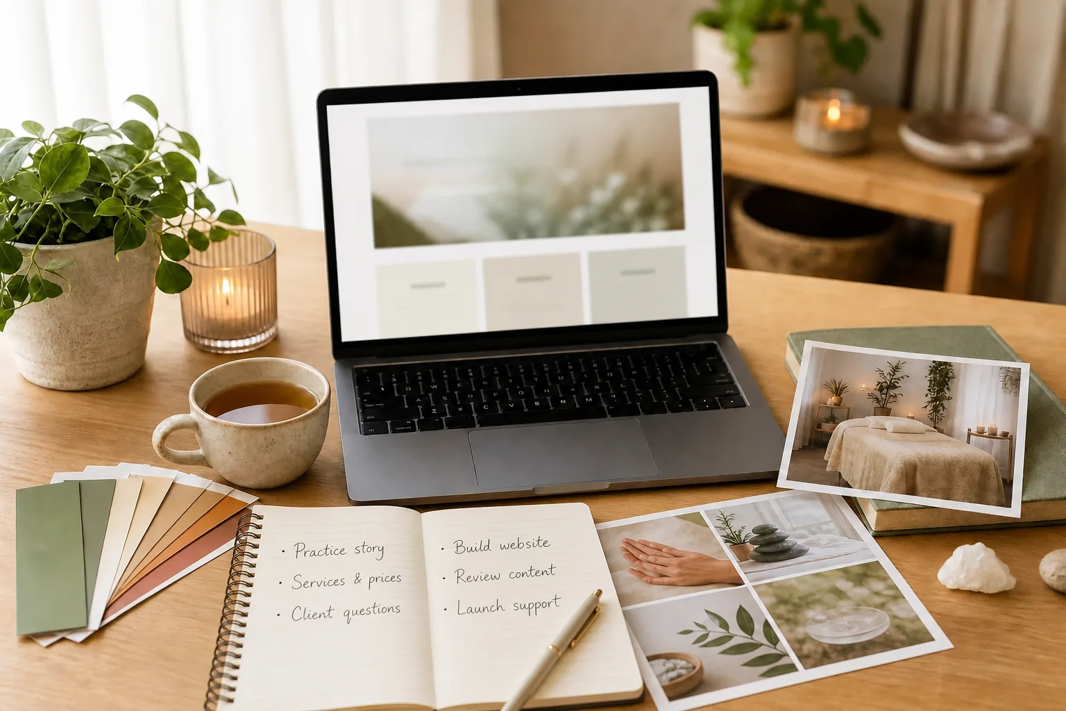 Planning a Reiki website with Black Pastel