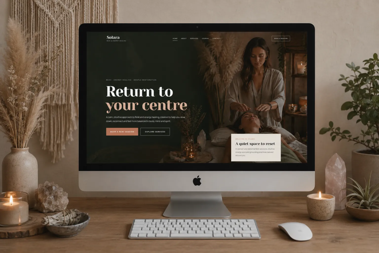 Reiki healing website design example by Black Pastel