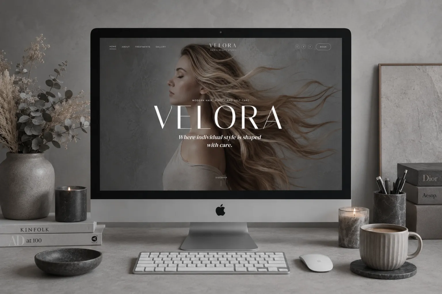 Hair salon website design example by Black Pastel