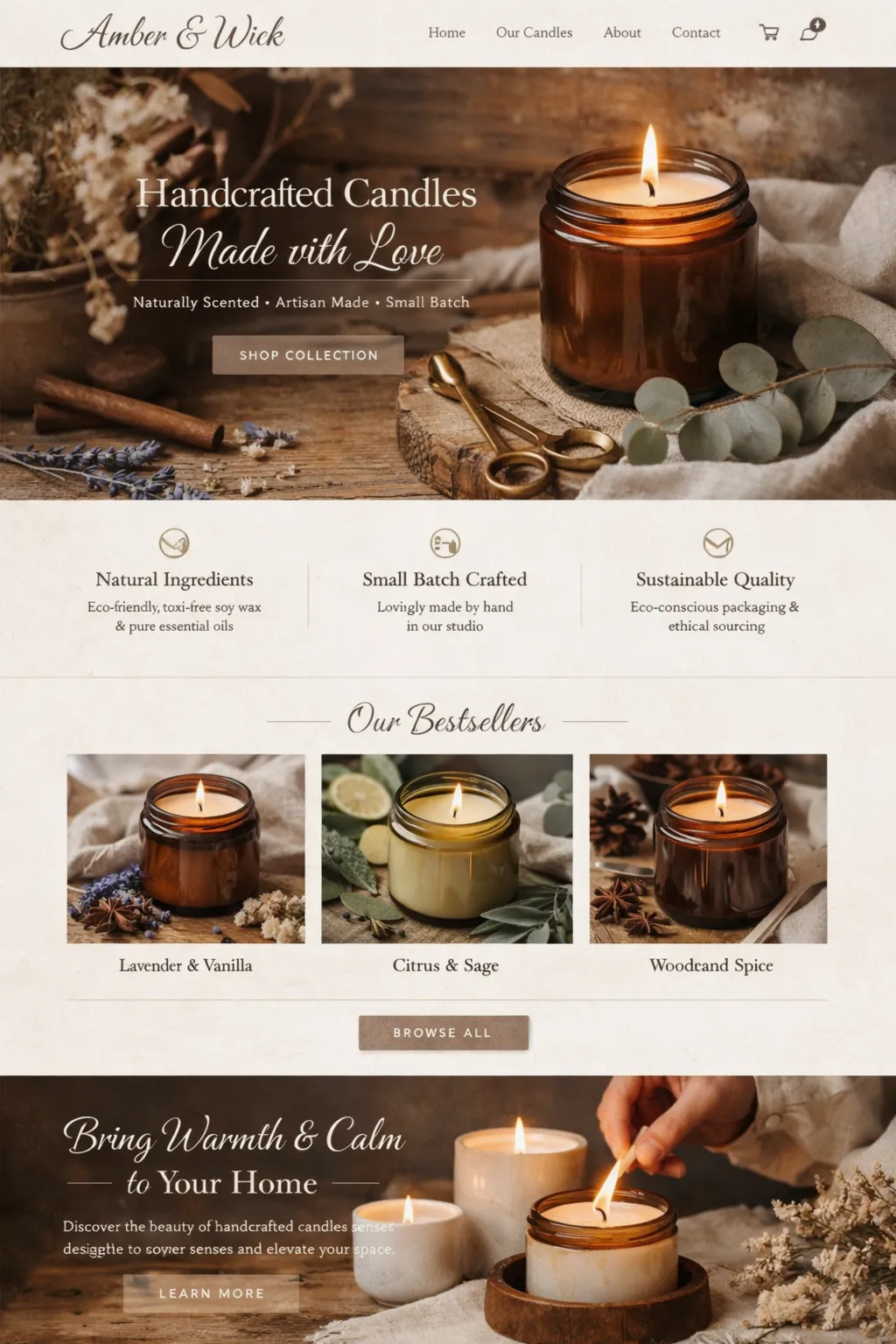 Artisan brand website example