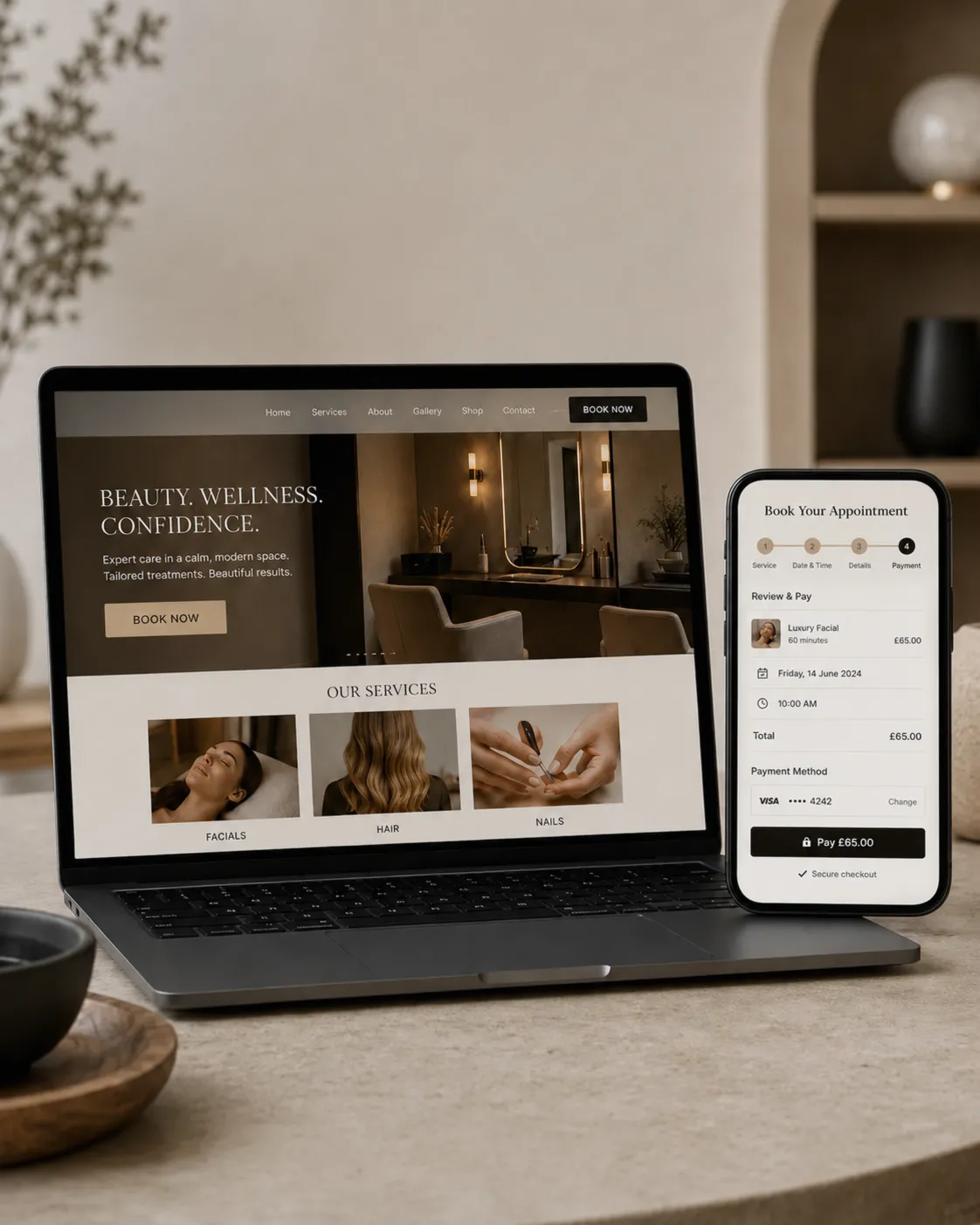 Service booking system working with an existing website