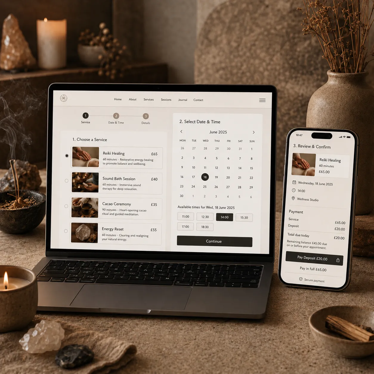 Service booking form and payment preview