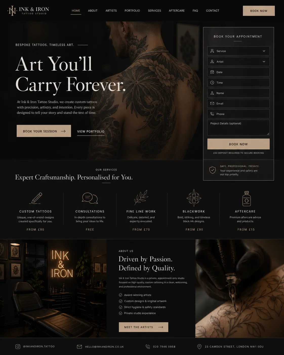 Service booking system website preview