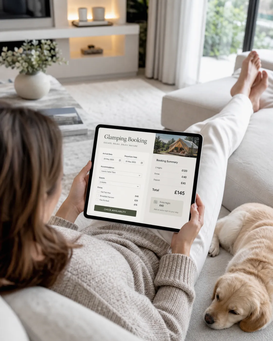 Accommodation booking journey shown on a website