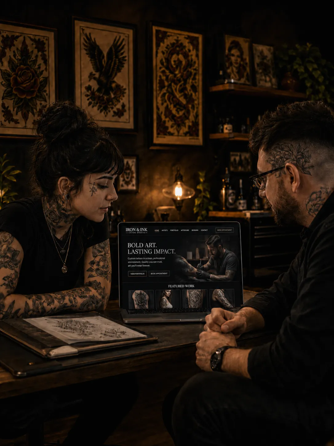 Planning a tattoo studio website with Black Pastel